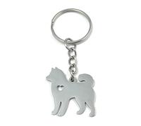 FizzyButton Gifts Husky Puppy Dog Keyring Key Ring with Stainless Steel Silhouette Charm and Turquoise Gift Box