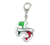 FizzyButton Gifts Italy Map Flag Travel Keyring Key Ring with Acrylic Charm | Silver Tone Keychain, Novelty Italian Holiday Souvenir Gift