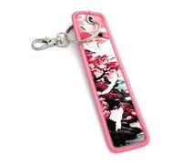 FizzyButton Gifts Japanese Pink Crane Art Keyring Key Ring Luggage Tag with Lobster Clasp
