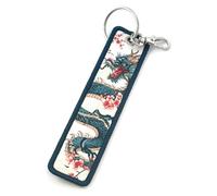 FizzyButton Gifts Japanese Style Art Keyring Key Ring Luggage Tag with Lobster Clasp - Dragon, Cherry Blossom and Mountains