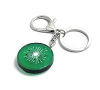 FizzyButton Gifts Kiwi Fruit Slice Keyring Key Ring and Lobster Clasp with Resin Charm