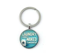 FizzyButton Gifts Laundry Today or Naked Tomorrow Charm Key Ring with Silver Tone Keyring