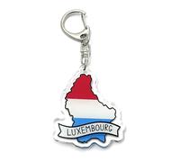 FizzyButton Gifts Luxembourg Map Flag Travel Keyring Key Ring with Acrylic Charm