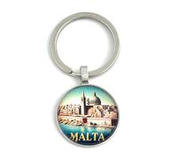 FizzyButton Gifts Malta Town Travel Charm Key Ring with Silver Tone Keyring