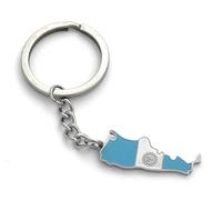 FizzyButton Gifts Map Flag Argentina Argentinian Colours Keyring Key Ring with Enamel and Stainless Steel Charm and Stainless Steel Keychain