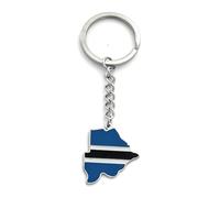 FizzyButton Gifts Map Flag Botswana Keyring Key Ring with Enamel and Stainless Steel Charm and Stainless Steel Keychain