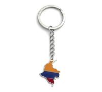 FizzyButton Gifts Map Flag Colombia Colombian Keyring Key Ring with Enamel and Stainless Steel Charm and Stainless Steel Keychain