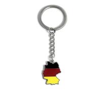 FizzyButton Gifts Map Flag Germany German Keyring Key Ring with Enamel and Stainless Steel Charm and Stainless Steel Keychain