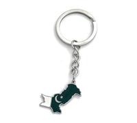 FizzyButton Gifts Map Flag Pakistan Pakistani Keyring Key Ring with Enamel and Stainless Steel Charm and Stainless Steel Keychain