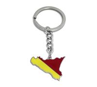 FizzyButton Gifts Map Flag Sicily Sicilian Keyring Key Ring with Enamel and Stainless Steel Charm and Stainless Steel Keychain