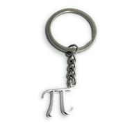 FizzyButton Gifts Maths Pi Symbol Keyring Key Ring with Silver Tone Charm and Silver Tone Keychain