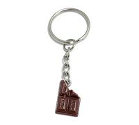 FizzyButton Gifts Milk Chocolate Bar Charm Keyring Key Ring with Silver Tone Keychain
