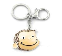 FizzyButton Gifts Monkey Charm Keyring Key Ring with Lobster Clasp and Enamel and Rhinestone Detail