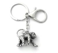 FizzyButton Gifts Monkey Silver Tone Keyring Key Ring and Lobster Clasp With Stainless Steel Charm