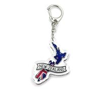 FizzyButton Gifts New Zealand Map Flag Travel Keyring Key Ring with Acrylic Charm