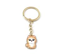 FizzyButton Gifts Orange Ginger Cat Keyring Key Ring with Enamel Charm and Gold Tone Keychain
