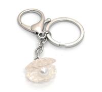 FizzyButton Gifts Oyster Shell with Pearl Keyring Key Ring and Lobster Clasp with Translucent Resin Charm