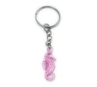 FizzyButton Gifts Pale Pink Seahorse Acrylic Charm Keyring Key Ring with Silver Tone Keychain