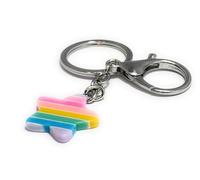FizzyButton Gifts Pastel Rainbow Star Keyring Key Ring and Lobster Clasp with Resin Charm