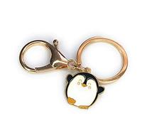 FizzyButton Gifts Penguin Gold Tone Keyring Key Ring and Lobster Clasp with Enamel Charm