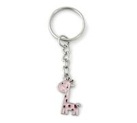 FizzyButton Gifts Pink Giraffe Keyring Key Ring with Enamel Charm and Silver Tone Keychain
