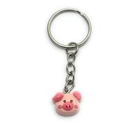 FizzyButton Gifts Pink Pig Face Keyring Key Ring with Resin Charm and Silver Tone Keychain