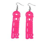 FizzyButton Gifts Pink Queer Charm Drop Earrings with Surgical Steel Ear Wires and Organza Gift Bag