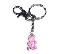 FizzyButton Gifts Pink Sparkly Translucent Jelly Baby Gummy Bear Charm Keyring Key Ring Keychain