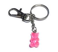 FizzyButton Gifts pink translucent jelly baby gummy bear with subtle glitter charm keyring key ring keychain