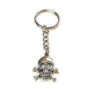 FizzyButton Gifts Pirate Skull and Crossbones Charm Keyring Key Ring with Silver Tone Keychain