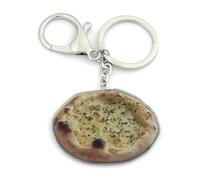 FizzyButton Gifts Pizza Garlic Bread Keyring Key Ring and Lobster Clasp with Acrylic Charm
