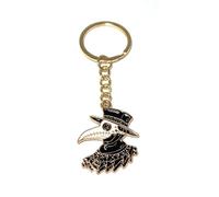 FizzyButton Gifts Plague Doctor Keyring Key Ring with Enamel Charm and Gold Tone Keychain