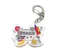 FizzyButton Gifts Prague Travel Keyring Key Ring with Acrylic Charm