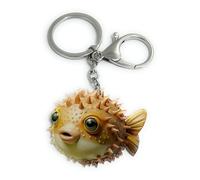 FizzyButton Gifts Pufferfish Keyring Key Ring and Lobster Clasp with Acrylic Charm