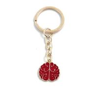 FizzyButton Gifts Red Brain Keyring Key Ring with Enamel Charm and Gold Tone Keychain