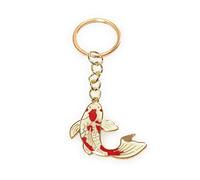FizzyButton Gifts Red Koi Carp Fish Keyring Key Ring with Enamel Charm and Gold Tone Keychain