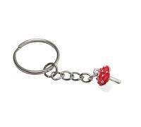 FizzyButton Gifts Red Mushroom Toadstool Keyring Key Ring with Enamel Charm and Silver Tone Keychain