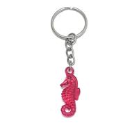 FizzyButton Gifts Red Seahorse Acrylic Charm Keyring Key Ring with Silver Tone Keychain