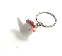FizzyButton Gifts Resin Chicken Charm Keyring Key Ring with Silver Tone Keychain