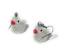 FizzyButton Gifts Resin Clear Translucent Bath Duck Charm Drop Earrings with Surgical Steel Ear Wires and Organza Gift Bag