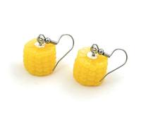 FizzyButton Gifts Resin Corn on the Cob Charm Drop Earrings with Surgical Steel Ear Wires and Organza Gift Bag