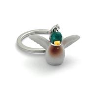 FizzyButton Gifts Resin Flying Mallard Duck Charm Keyring Key Ring with Silver Tone Keychain