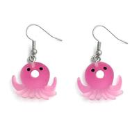 FizzyButton Gifts Resin Octopus Charm Drop Earrings with Surgical Steel Ear Wires and Organza Gift Bag
