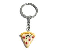FizzyButton Gifts Resin Pizza Slice Charm Keyring Key Ring with Silver Tone Keychain