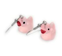 FizzyButton Gifts Resin Translucent Peach Bath Duck Charm Drop Earrings with Surgical Steel Ear Wires and Organza Gift Bag