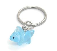 FizzyButton Gifts Resin Triceratops Dinosaur Charm Keyring Key Ring with Silver Tone Keychain