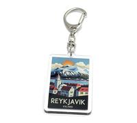 FizzyButton Gifts Reykjavik Iceland Travel Keyring Key Ring with Acrylic Charm