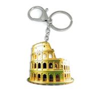 FizzyButton Gifts Rome Colosseum Travel Keyring Key Ring and Lobster Clasp with Acrylic Charm