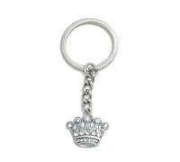 FizzyButton Gifts Royal Queen Princess Crown Charm Keyring Key Ring with Rhinestone Detail and Silver Tone Keychain