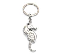 FizzyButton Gifts Seahorse keyring key ring with silver tone charm